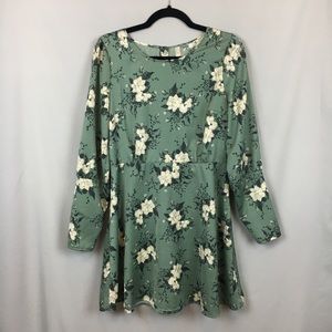 Free People Blue/Green Floral Button Dress